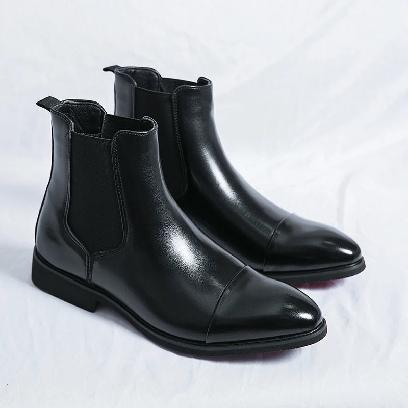 Stivaletti Chelsea Uomo Slip On Con Punta Tonda E Suola Rossa In PU Spedizione Gratuita Taglia 38 46 Scarpe Da Uomo