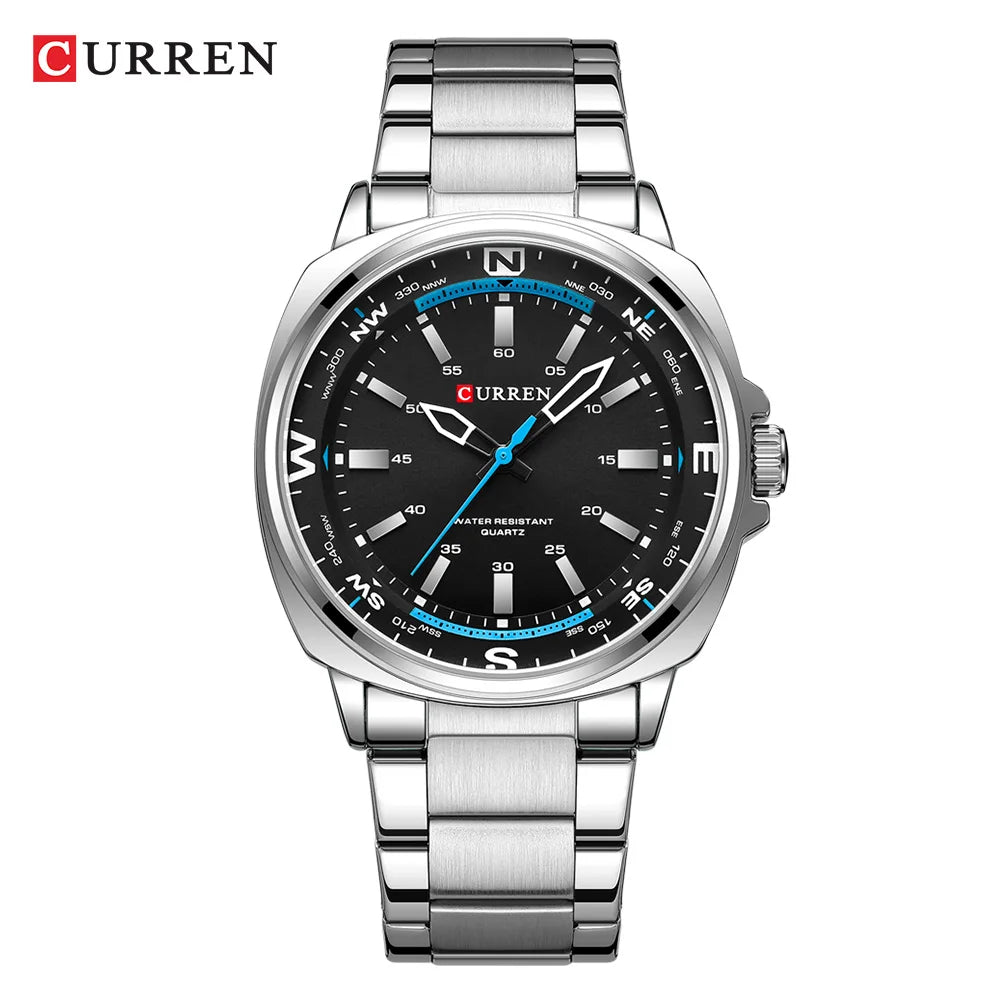 Curren Orologio Da Polso Da Uomo Quarzo Per Business Casual Con Cinturino In Acciaio Inossidabile Impermeabile 8455