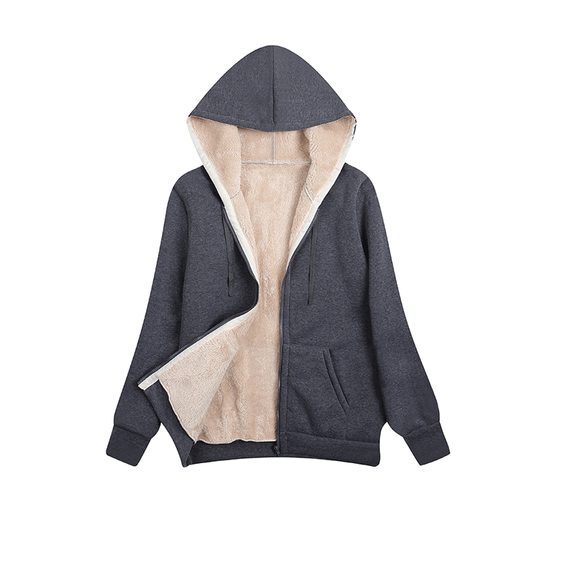 Cappotto Invernale Donna In Peluche Con Cappuccio E Zip Felpa In Pile Calda E Morbida Con Pelliccia Artificiale