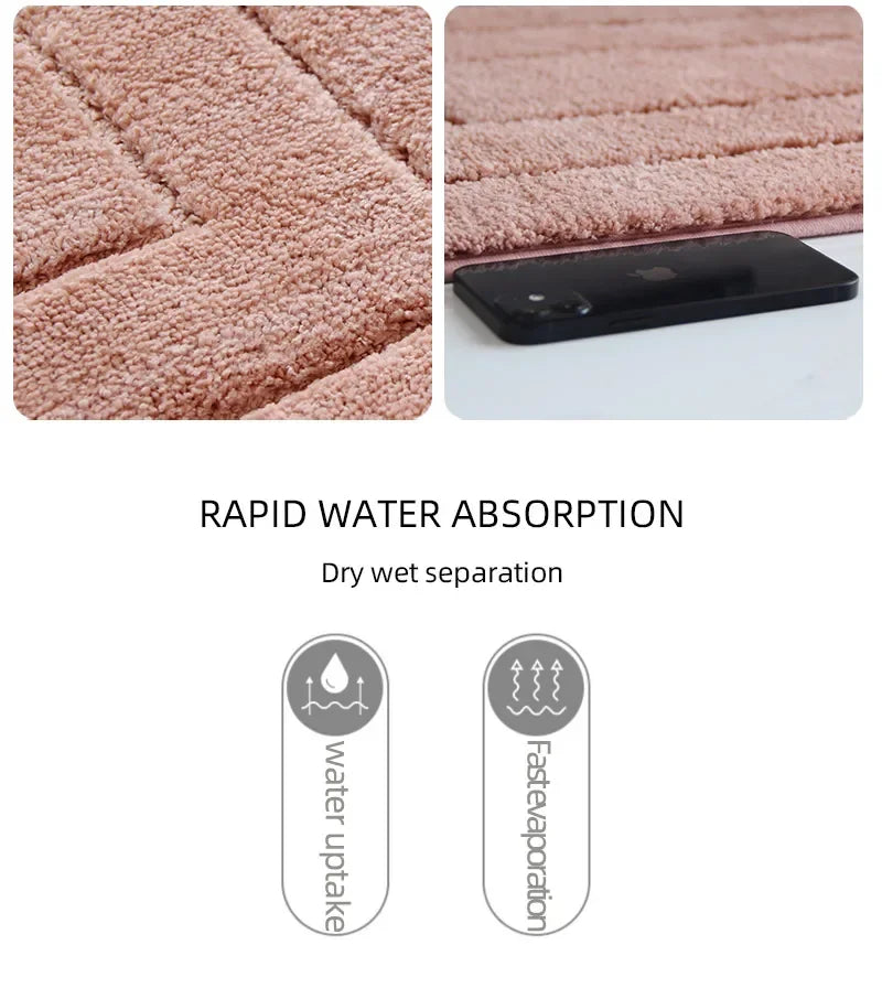Tappetino Da Bagno In Peluche Antiscivolo Per Vasca E Porta D'Ingresso Assorbente E Confortevole