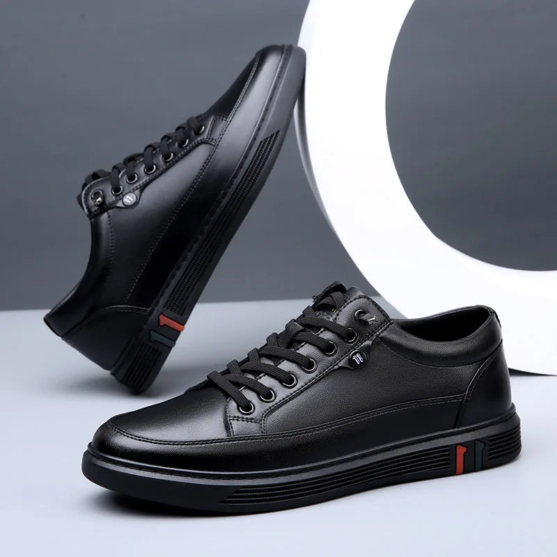 Scarpe da Uomo in Vera Pelle Primavera Autunno Modello A4906 Calzature Casual Piatte in Morbida Pelle Nero Marrone