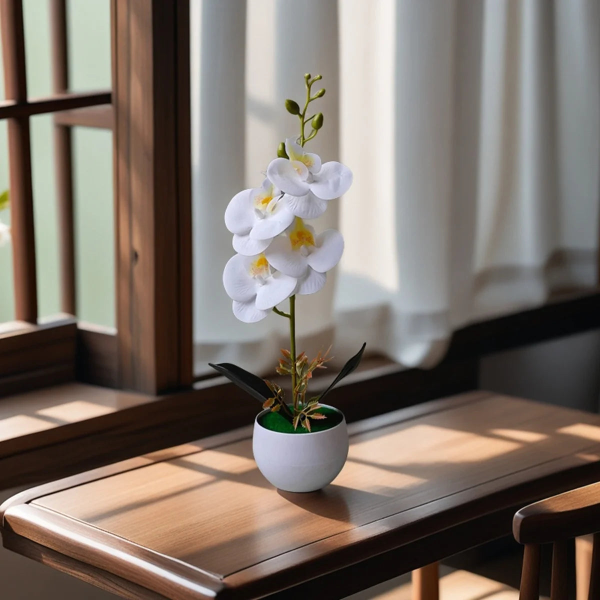 Pianta In Vaso Di Orchidea Artificiale Realistica Con Vaso Di Plastica Per Decorazione Centrotavola Tavolo Per Ufficio