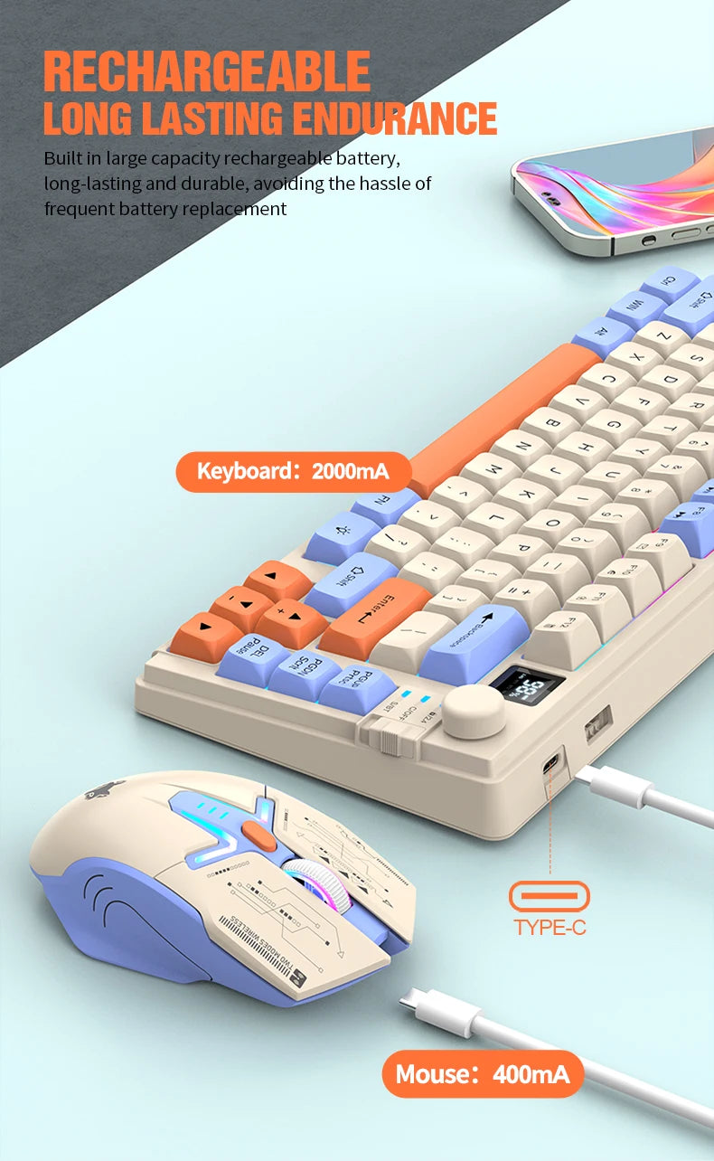 XUNFOX K920 Set Tastiera E Mouse Bluetooth Dual Mode Universali Per Laptop Ufficio E Gaming