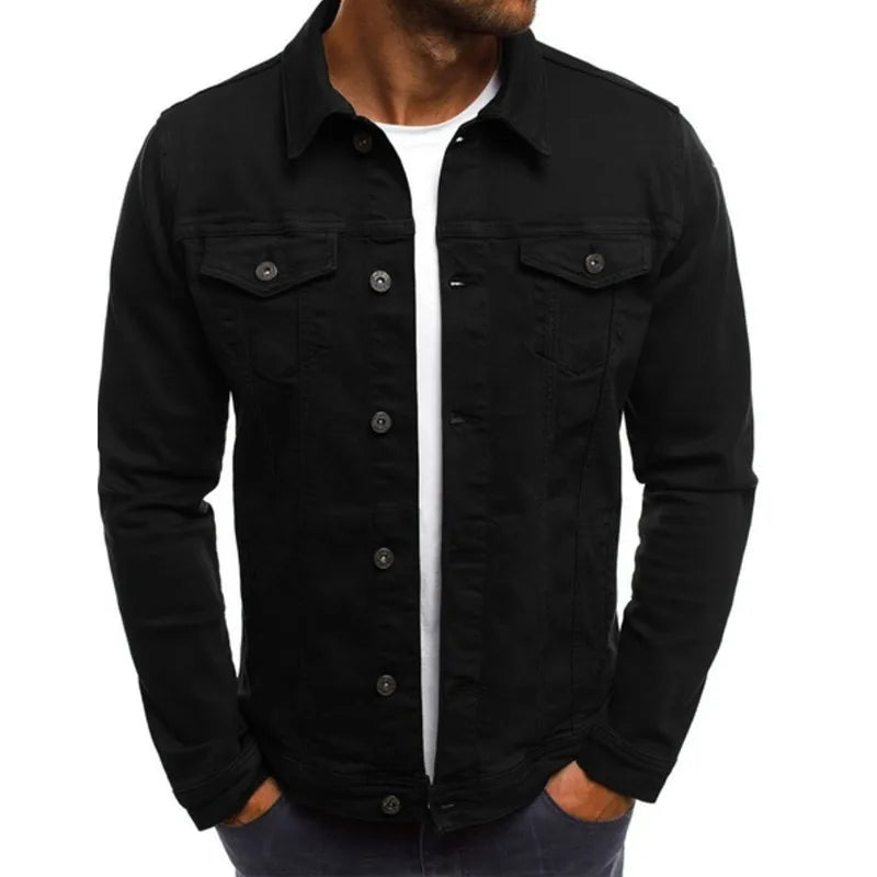 Giacche Jeans Uomo Slim Fit Hip Hop Streetwear Cotone Classico Abbigliamento Maschile Casual