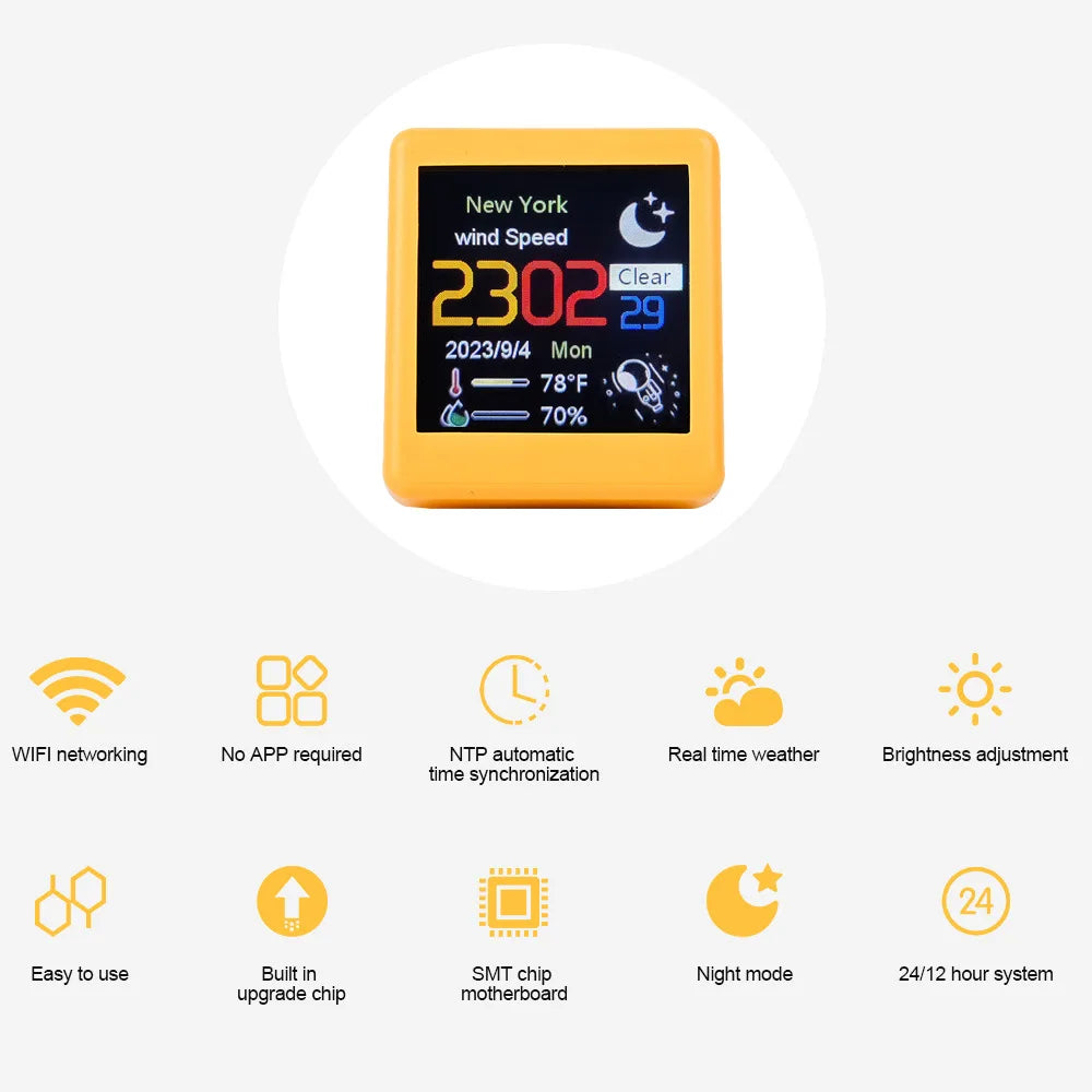 Orologio Digitale Da Tavolo Con Stazione Meteorologica WiFi Temperatura Umidità E Previsioni Meteo Per Arredamento