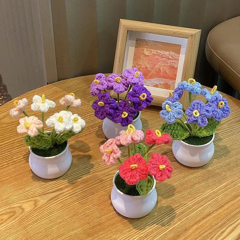 Fiore In Vaso Fai Da Te Rosa Mini Tessuti A Mano Per Scrivania Ufficio Decorazione Casa Filo Di Lana