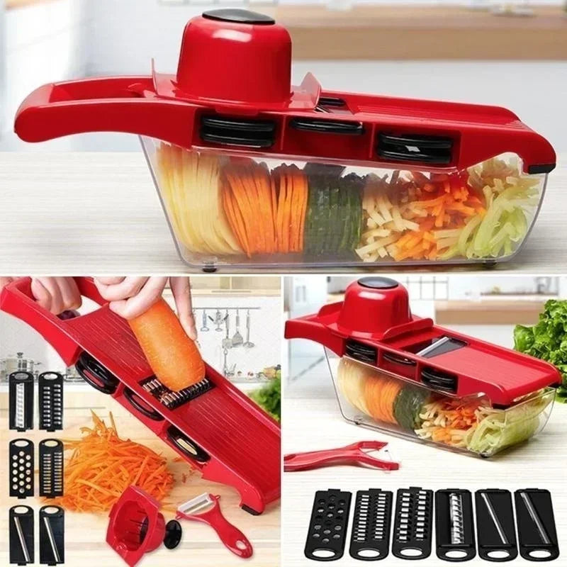 Affettatrice Multifunzione 9 In 1 Per Verdure Frutta Patate Grattugia Con Cestino Trituratore Per Cucina