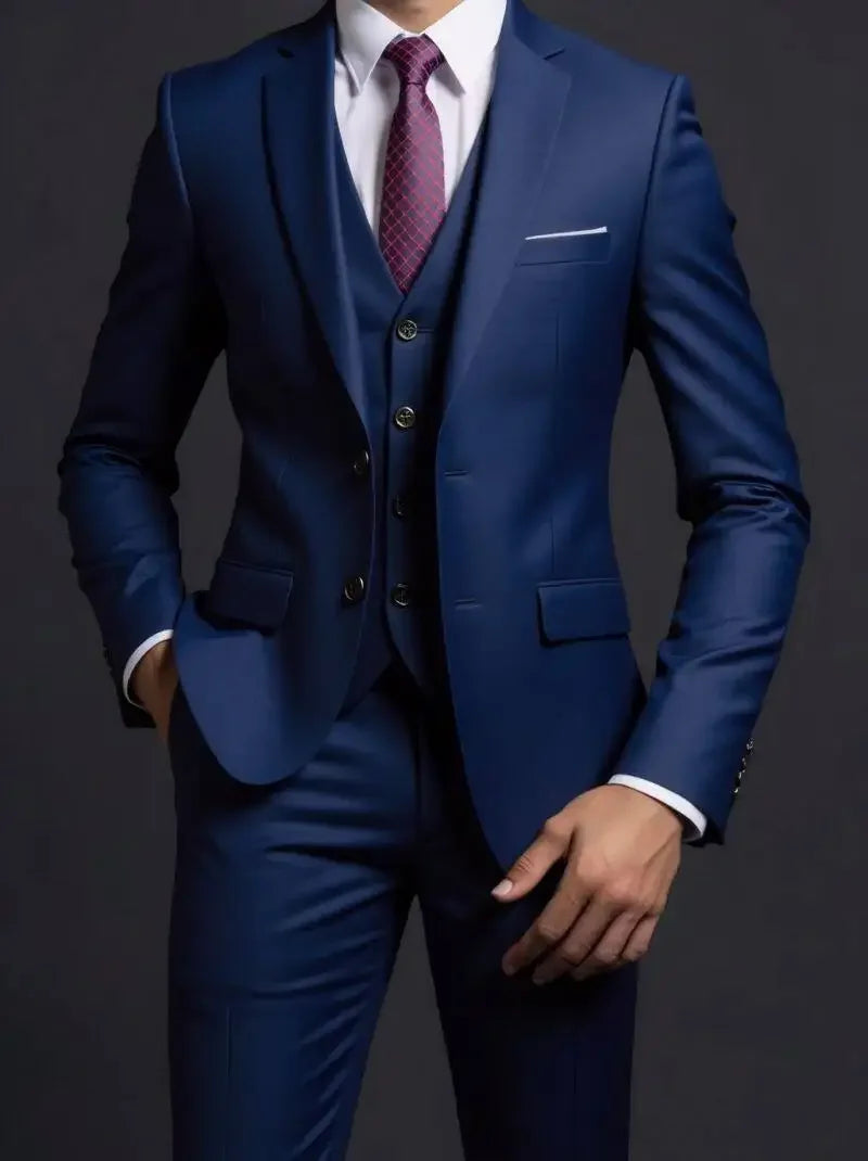 Completo Tre Pezzi Uomo Stile Britannico Elegante Per Matrimoni Cerimonie Banchetti Comfort Sobrietà Presenza
