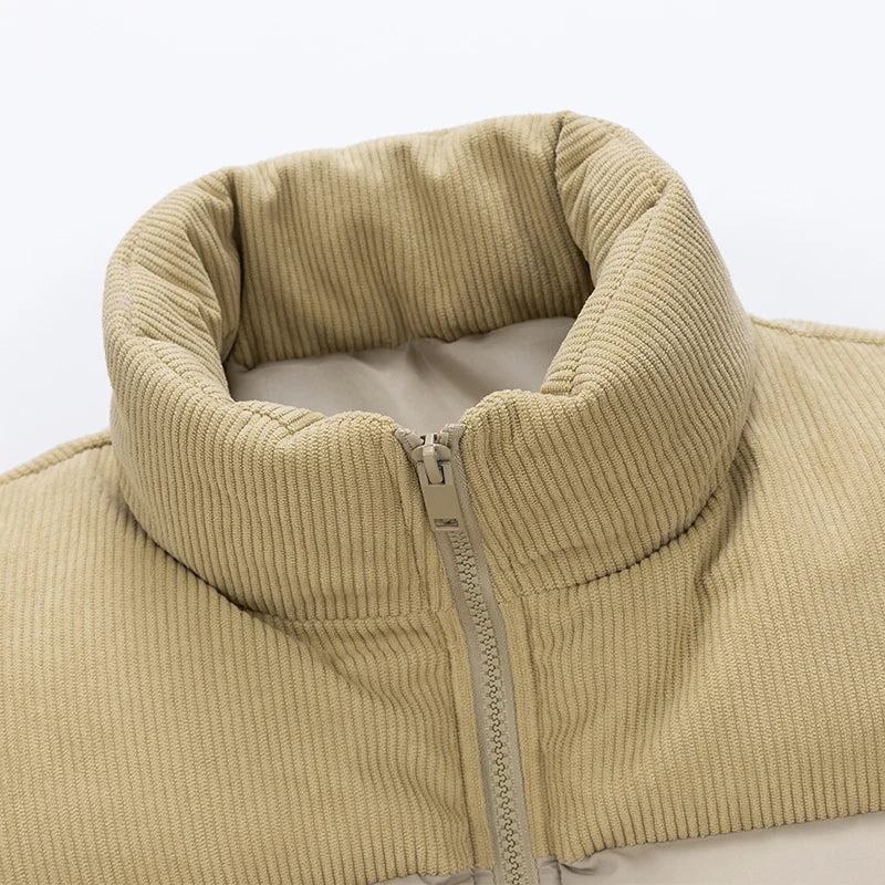Gilet Imbottito da Uomo Con Cerniera Senza Maniche Giacca Casual Autunnale In Cotone Spesso