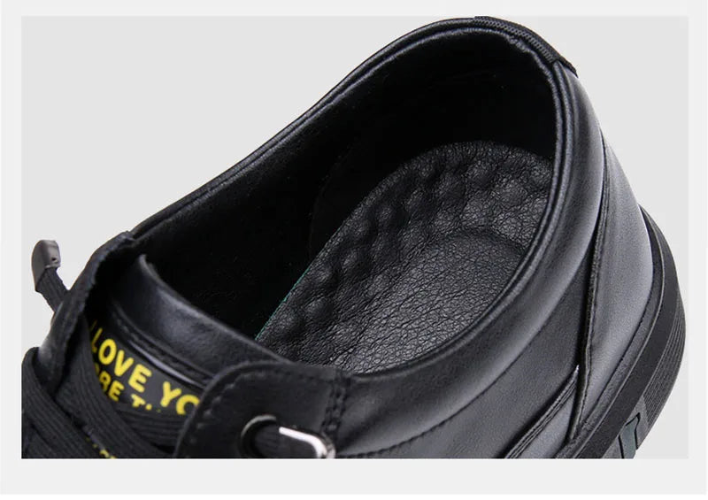 Scarpe da Uomo in Vera Pelle Primavera Autunno Modello A4906 Calzature Casual Piatte in Morbida Pelle Nero Marrone