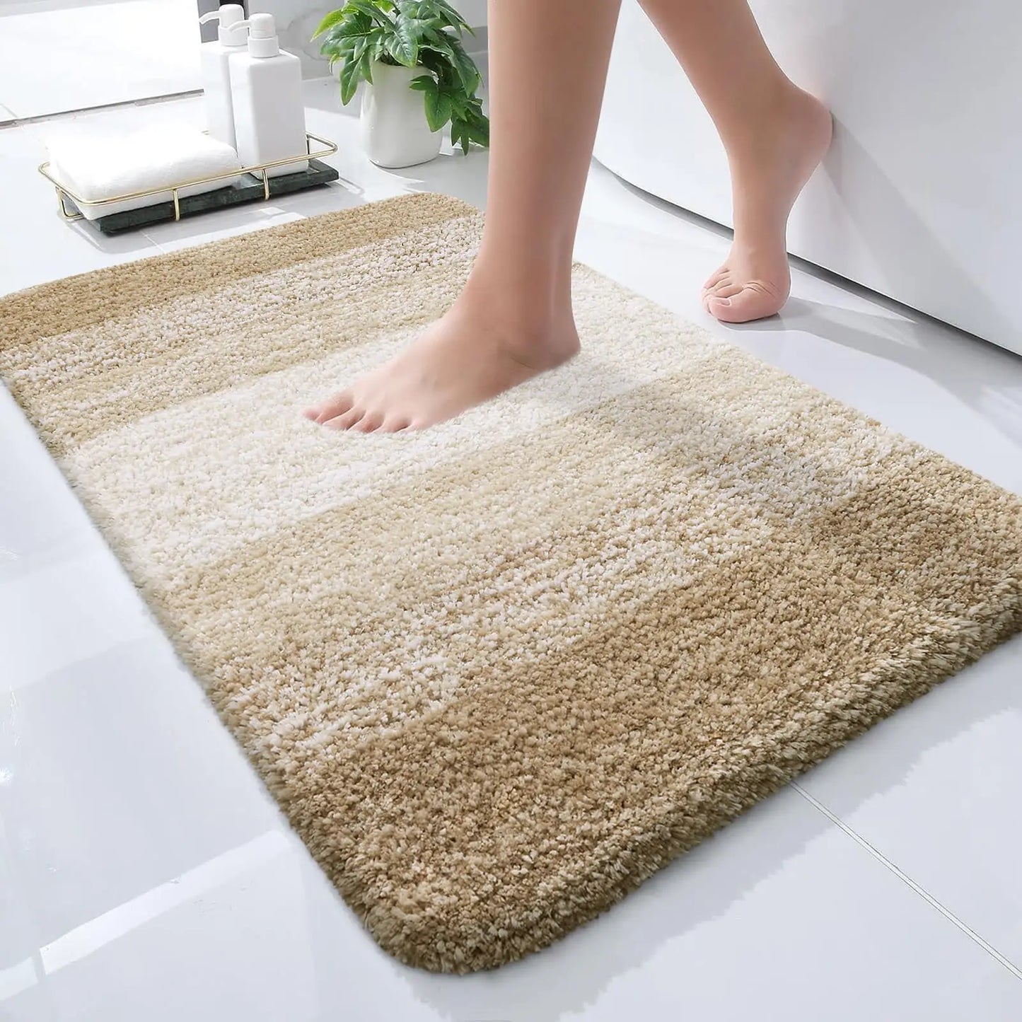 Kitinjoy Tappeto Da Bagno In Microfibra Assorbente Morbido Antiscivolo Shaggy Lavabile In Lavatrice