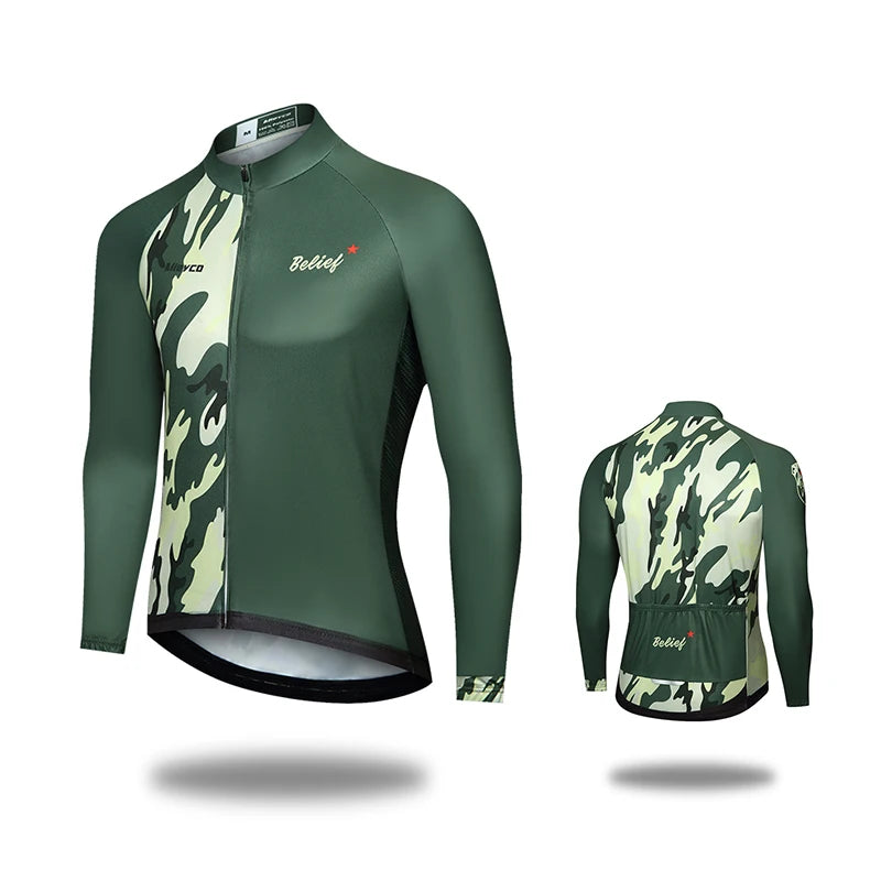 MIEYCOM Abbigliamento Ciclismo Uomo Maniche Lunghe Giacca Traspirante Protezione Solare MTB Corsa Primavera Autunno