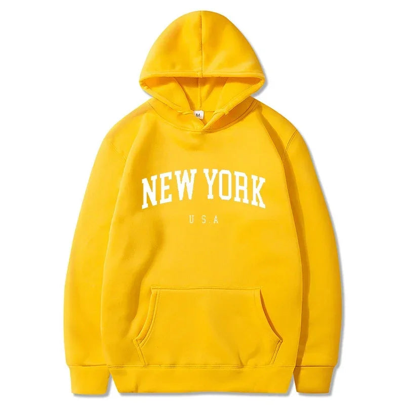 Felpe Con Cappuccio Uomo Donna New York City Stampe Lettere Grafica Casual Harajuku Pullover Abbigliamento Sportivo
