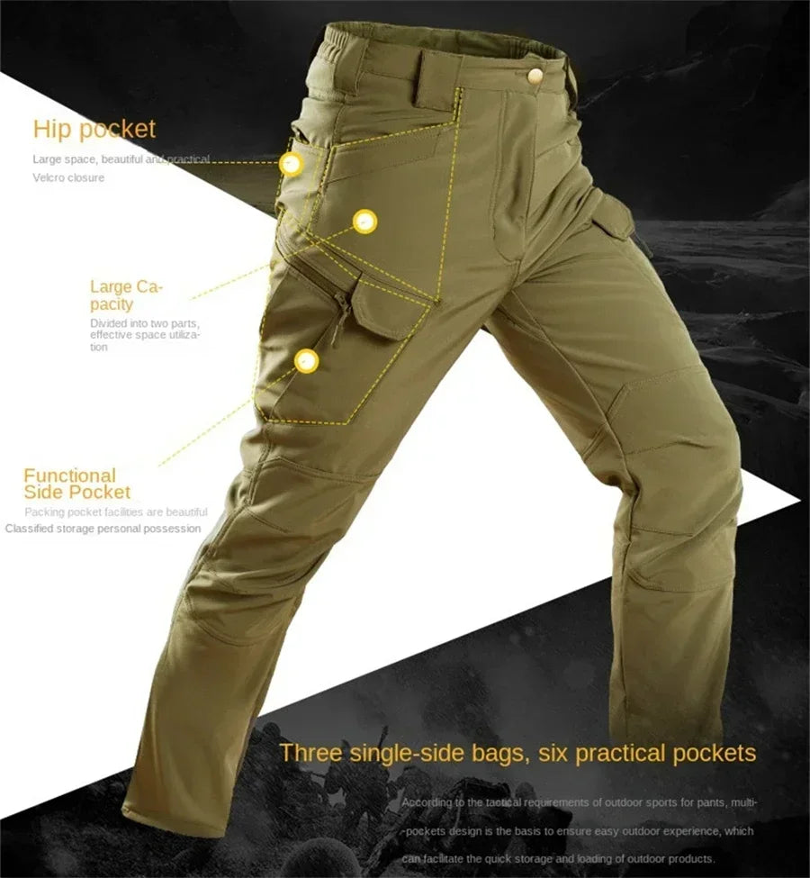 Completo Tattico Mimetico Uomo Giacca Impermeabile Con Cappuccio Zip Pantaloni Softshell Militari Tuta Invernale Pile
