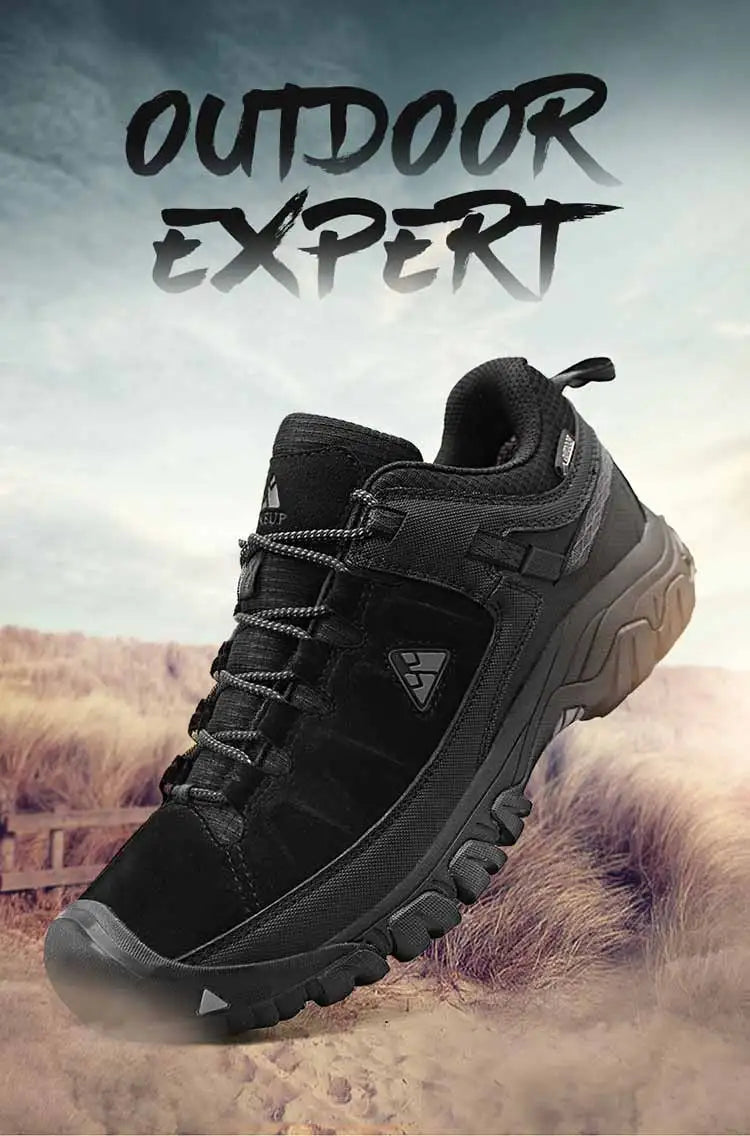 HikeUp Scarpe Da Trekking Uomo In Pelle Resistente Alta Qualità Con Suola In Gomma Per Esterni