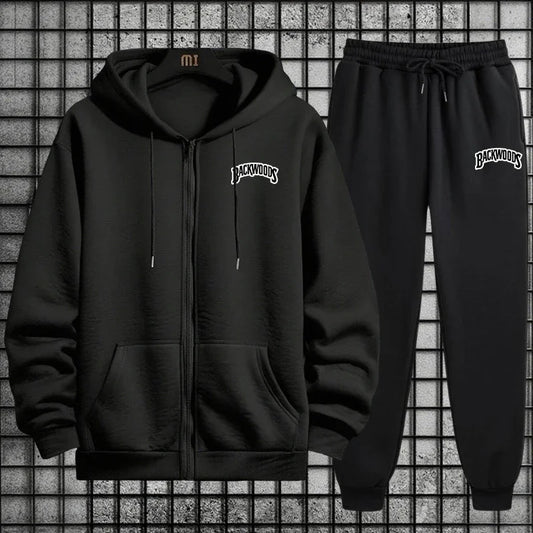 Tuta Sportiva Uomo Primavera 2026 Completo Casual Semplice e Alla Moda con Felpa Cappuccio Zip Singola Pantaloni Jogger
