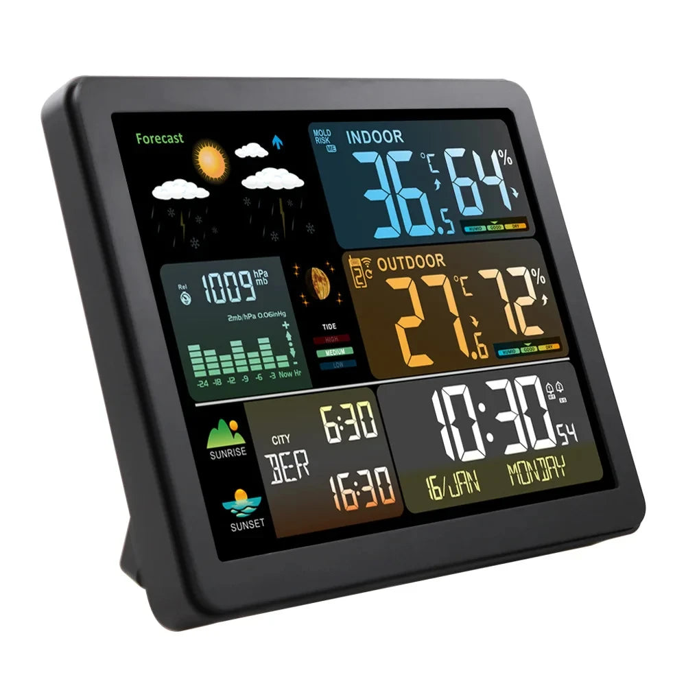 Orologio Stazione Meteorologica Digitale Misuratore Di Temperatura Umidità Interni Previsioni Meteo Wireless Telehill