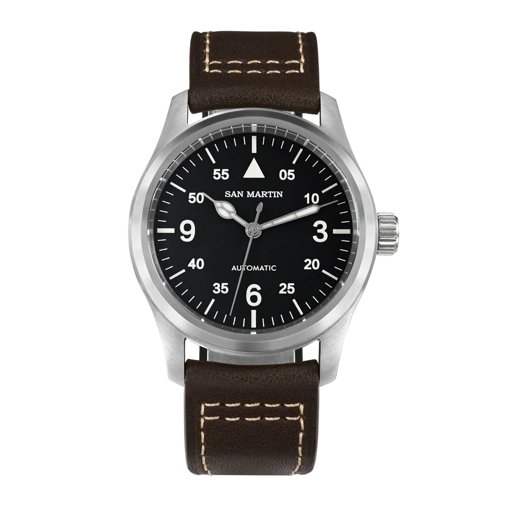 Orologio Da Pilota Da Uomo San Martin 37mm Meccanico Automatico 100m Impermeabile Stile Militari BGW 9