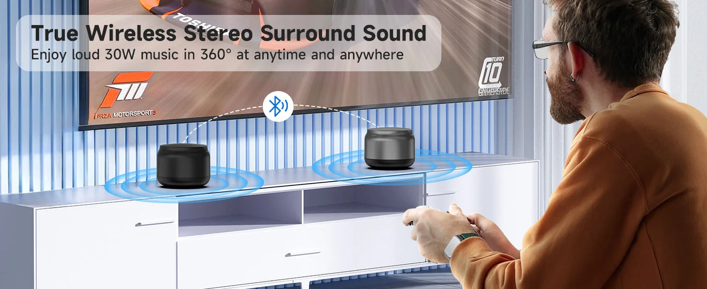 Mini Altoparlante Portatile Wireless Con Ricarica USB Stereo HD E Bassi Potenti Ideale Per Eventi All'Aperto