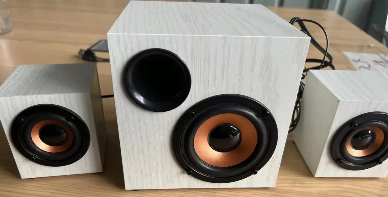 Altoparlante Bluetooth 2.1 Da Tavolo In Legno Con Subwoofer Per PC Notebook Ufficio Casa Suono Pieno