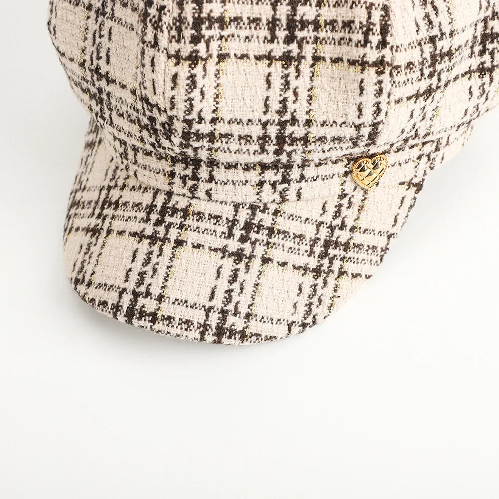 Berretto Da Donna Ottagonale Scozzese Vintage Dolce Casual Stile Moda Nuovo Per Donne Elegante