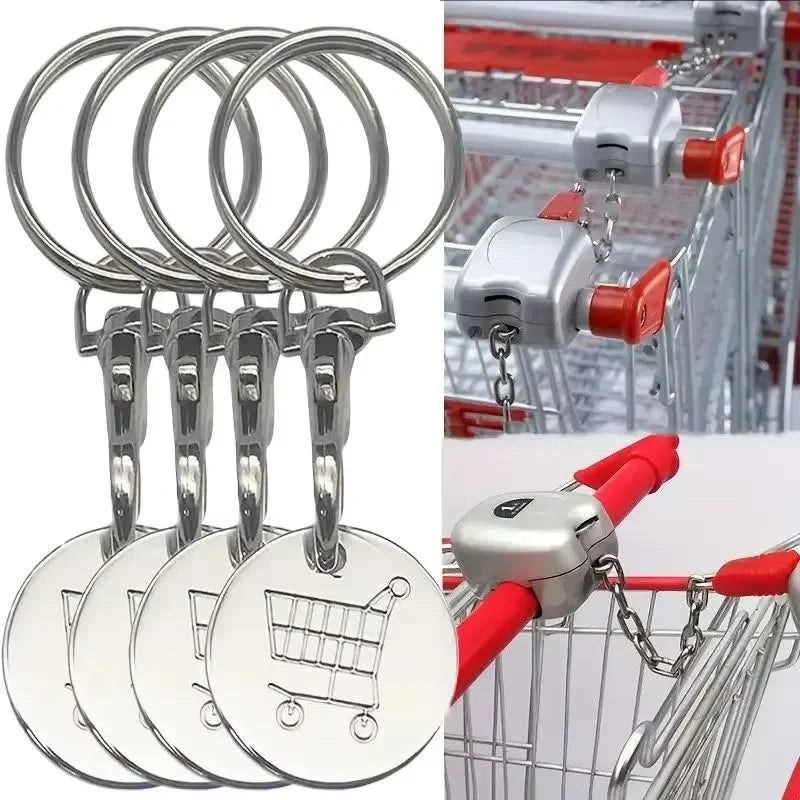 Portachiavi Gettoni Carrello Spesa In Metallo Mini Con Etichetta Monete Per Rimozione Carrello Supermercato Unisex Regali