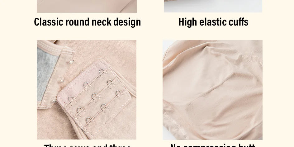 Pokarla Body Suit Spandex Elastico Shapewear Donna Controllo Pancia Manica Lunga Cavallo Aperto Girocollo Shaper