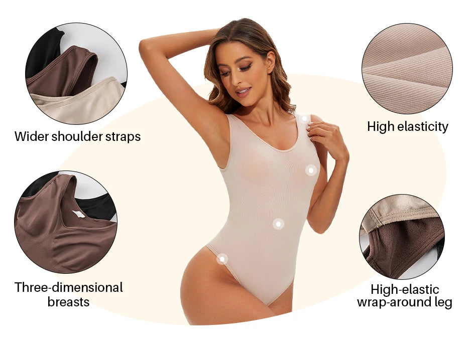 Body modellante senza cuciture per donna Body Shaper Perizoma modellante per il corpo Scolpire il seno Dimagrante Spalline larghe Shaper Nuovo