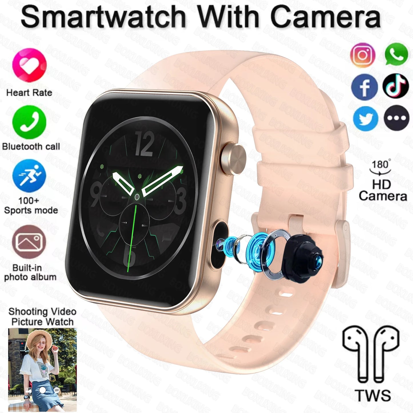 Smartwatch Con Fotocamera Registrazione Video Sincronizzazione Telefono Memoria Ampia Bluetooth Chiamate Musica 2025