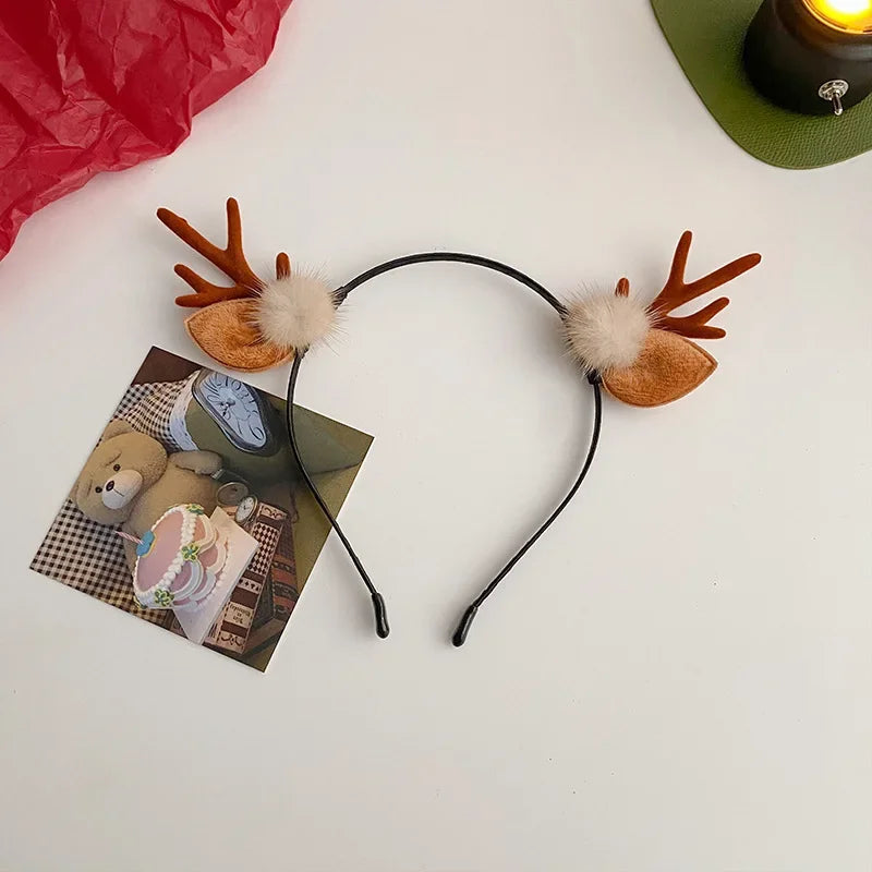Fascia Natalizia Corna Di Renna Con Fiore Copricapo Per Capelli Per Bambini Adulti Natale Halloween Cosplay