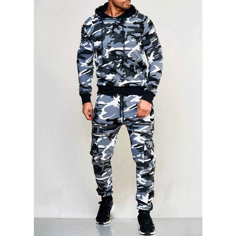 Set Abbigliamento Sportivo Da Uomo Due Pezzi Felpa Con Cappuccio Tattico Militare Pantaloni Traspirante Caldo Jogging