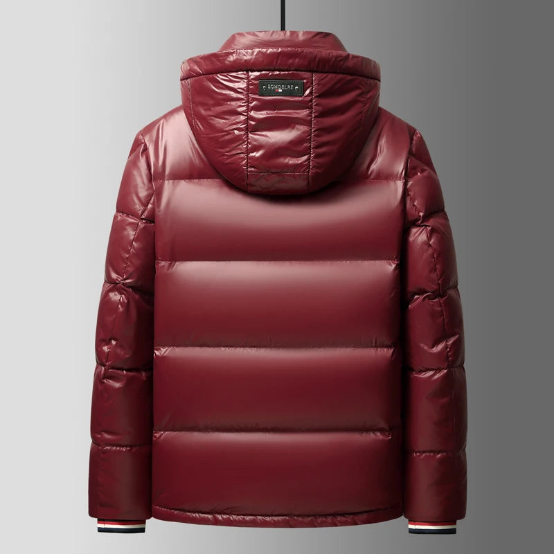 Piumino Da Uomo 2025 Inverno Con Cappuccio E Cerniera D Anatra Bianco Caldo Alla Moda Da Esterno Casual