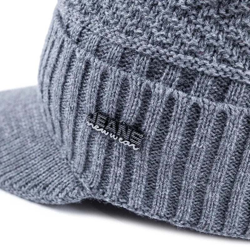Cappello In Lana Per Uomo Autunno Inverno Lavorato A Maglia Con Visiera Imbottita Caldo E Confortevole