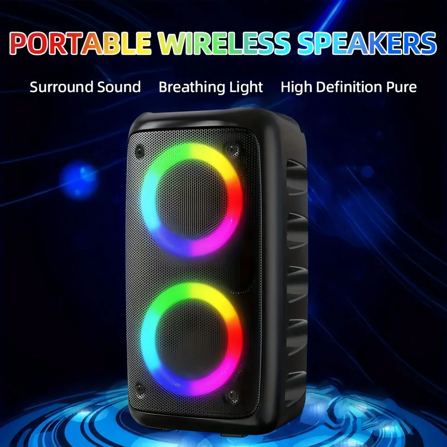 Karaoke Radio FM Altoparlante Bluetooth Portatile Con Microfono Lampada Led Subwoofer TWS Per Musica Casa Auto Viaggi
