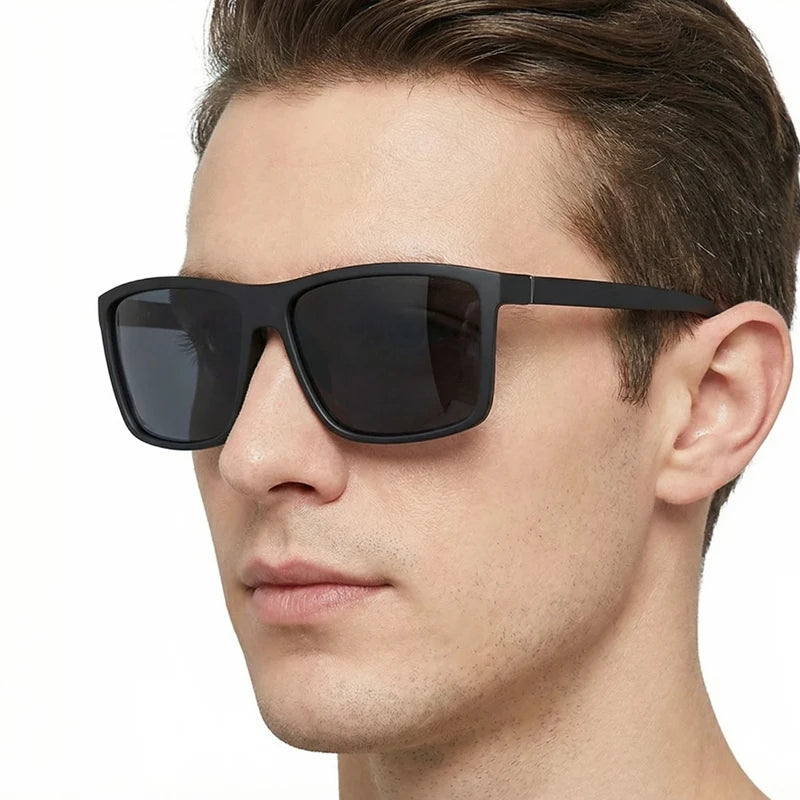 Occhiali Da Sole Polarizzati Quadrati Neri Classici Da Uomo Blu A Specchio Moda Unisex Vintage UV400