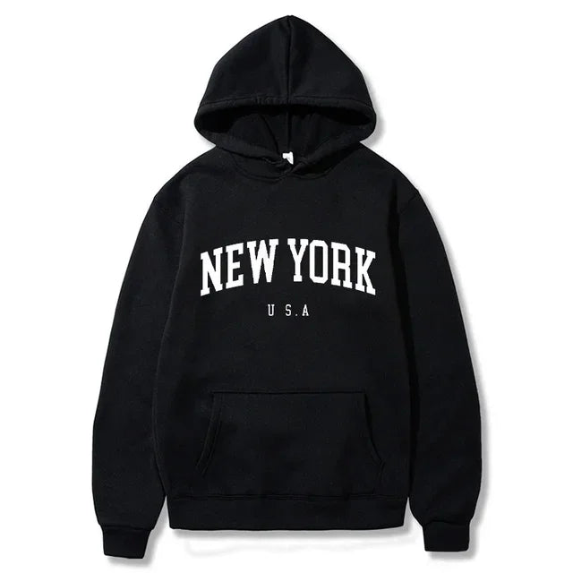 Felpe Con Cappuccio Uomo Donna New York City Stampe Lettere Grafica Casual Harajuku Pullover Abbigliamento Sportivo