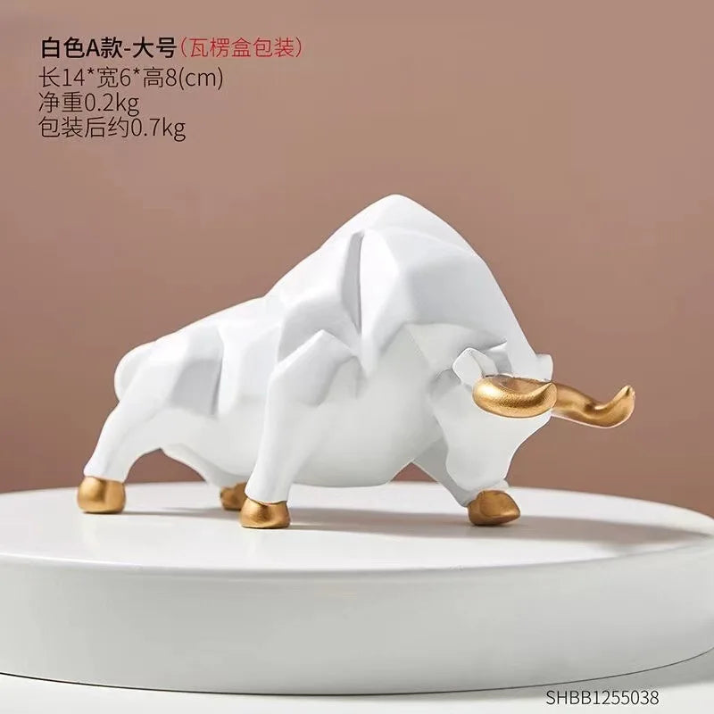 Mini Modello Toro Geometrico In Resina Feng Shui Decorazione Da Interni Wall Street Azioni Figurine