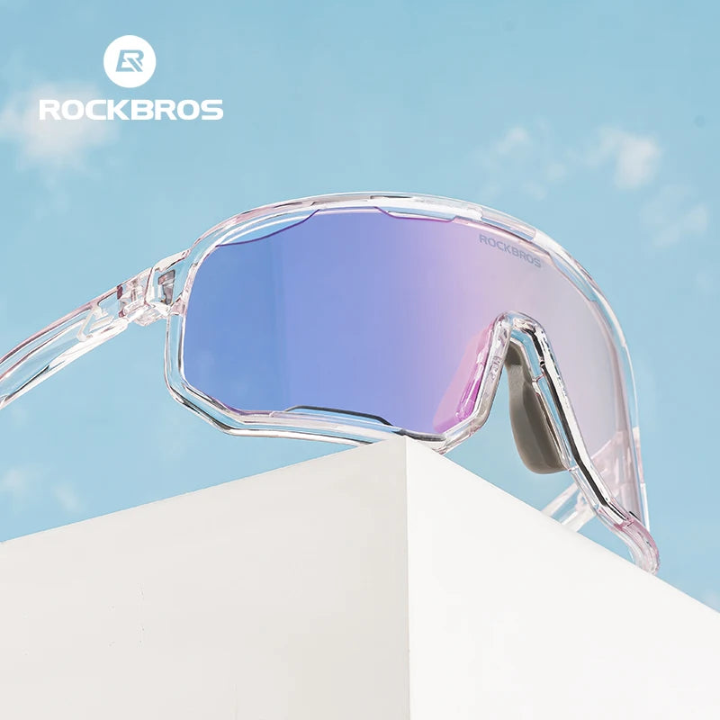 Rockbros Occhiali Da Ciclismo Unisex Polarizzati Fotocromatici Da Sole Con Montatura Grande UV400 E Due Lenti