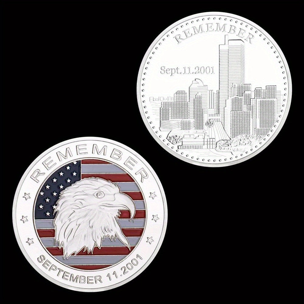 Moneta Ricordo 9.11 2001 Placcata Oro Modello Aquila Commemorativa Da Collezione Souvenir