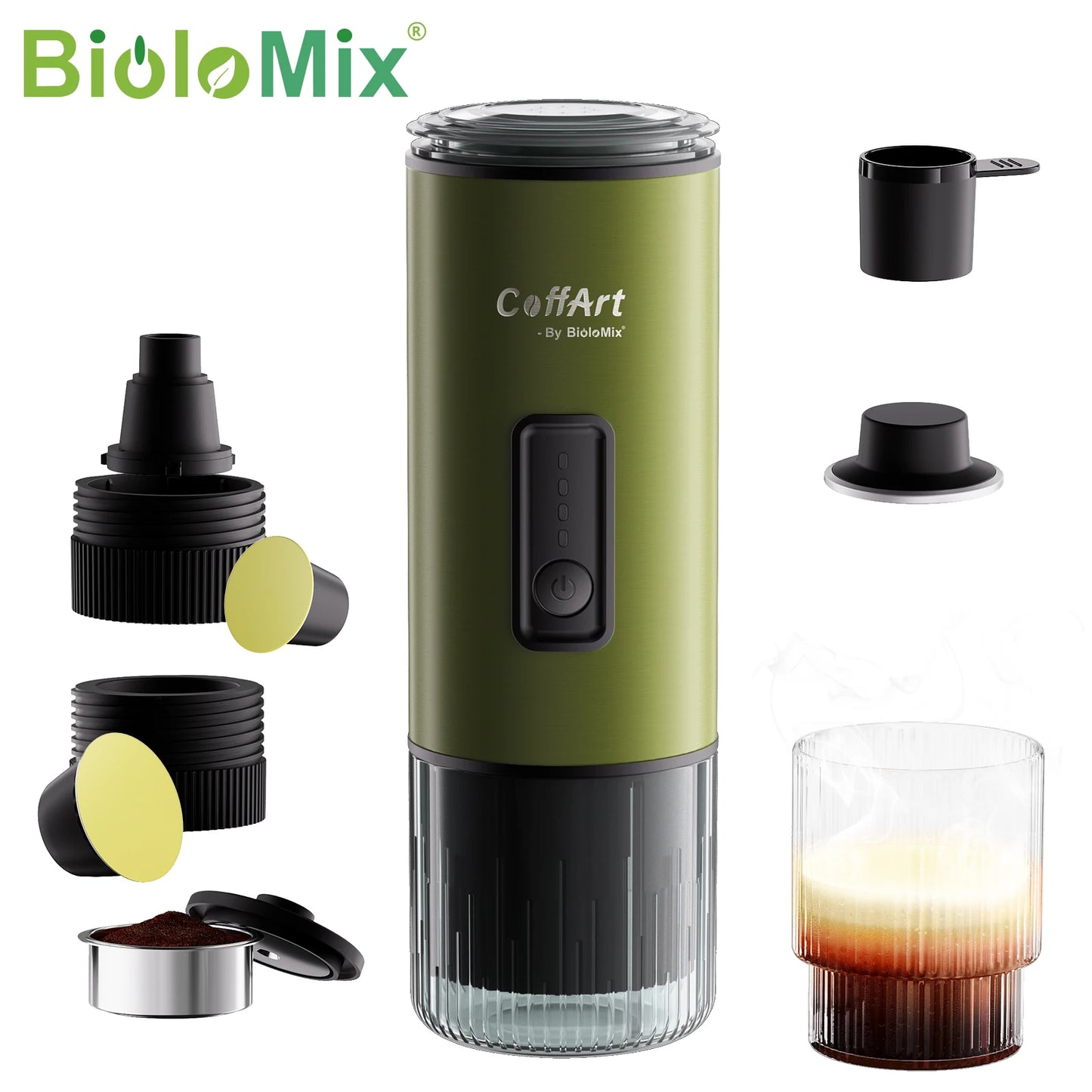 Biolomix Caffettiera Portatile 3 In 1 Per Viaggiatori Espresso USB 12V Compatibile Nespresso Dolce Gusto