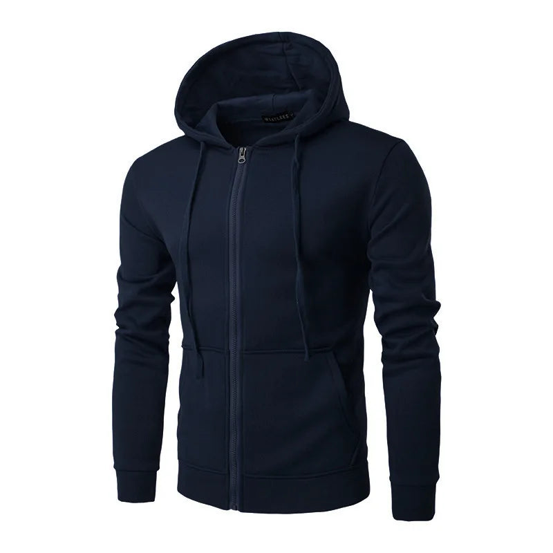 Felpe Da Uomo Autunnali Con Cappuccio Zip Slim Fit Giacca Maniche Lunghe Abbigliamento Maschile