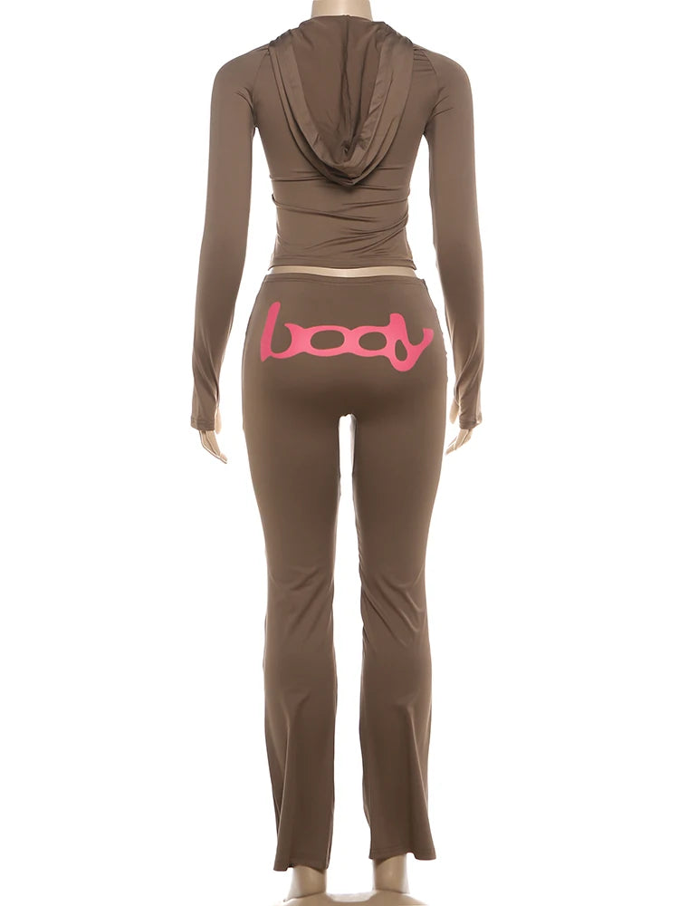 Tuta Due Pezzi Da Donna Con Giacca Cappuccio E Leggings Abbinati Slim Fit Streetwear Sportivo