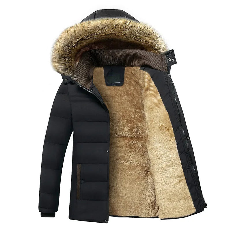 Parka Da Uomo Invernale Antivento Caldo Con Cappuccio E Collo In Pelliccia Giacca Spessa Classica Casual