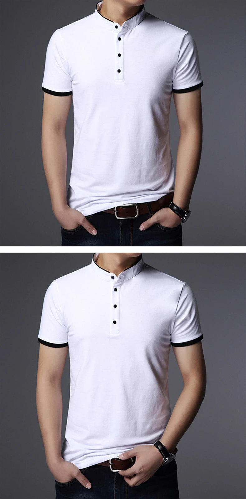 Polo Casual Da Uomo Per Ufficio A Maniche Corte Liscio E Resistente Alle Rughe Antipilling Confortevole Pulsante