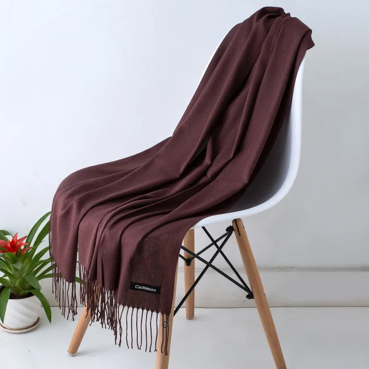 Sciarpa di Pashmina da Donna Morbida Cashmere Foulard Viaggio Ufficio Inverno Caldo Hijab Solido Avvolge Bandana