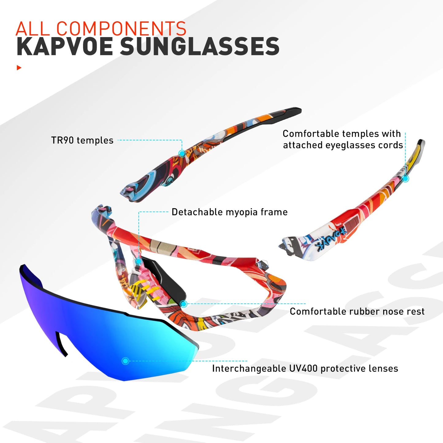 Occhiali Da Ciclismo Polarizzati Kapvoe UV400 Con 5 Lenti Intercambiabili Per Uomo E Donna Unisex Sportivi Da Esterno