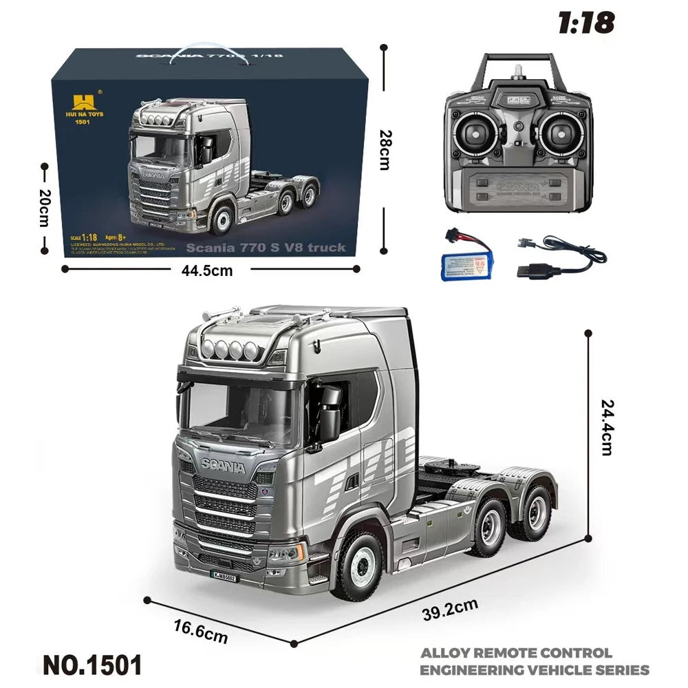 Huina 1501 770S RC Camion 1/18 2.4G Telecomando Con Luce E Suono Ingegneria Rimorchio Giocattolo