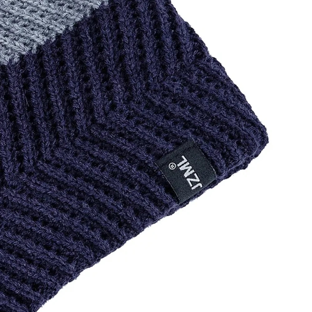 Cappello Cuffia Unisex Con Etichetta JZML Berretto Casual A Strisce Colorate Lavorato A Maglia Invernale