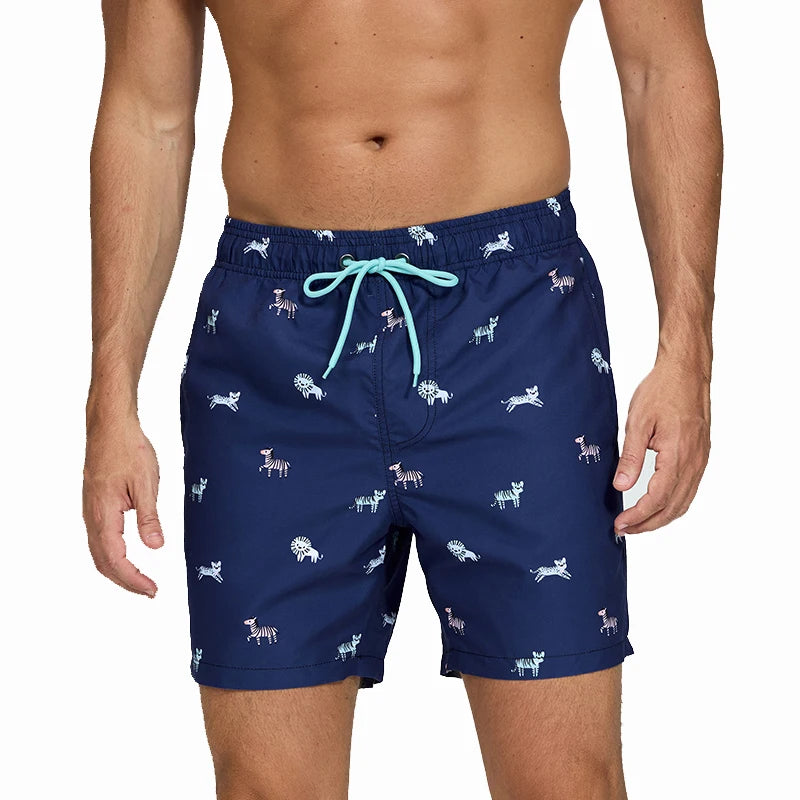 Datifer Pantaloncini Da Nuoto Uomo In Poliestere Con Fodera In Rete Stampa Vita Regolabile Tasche Per Palestra Piscina