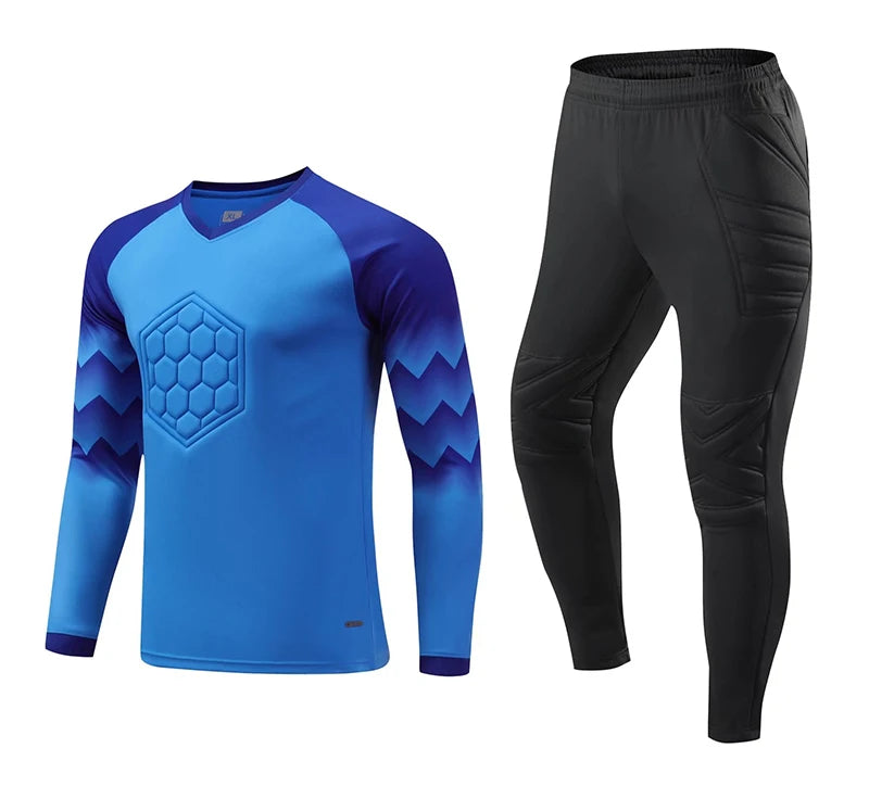 2023 uomo bambino portiere di calcio uniforme spugna protettiva manica lunga allenamento di calcio portiere top maglia da calcio pantaloni personalizzati